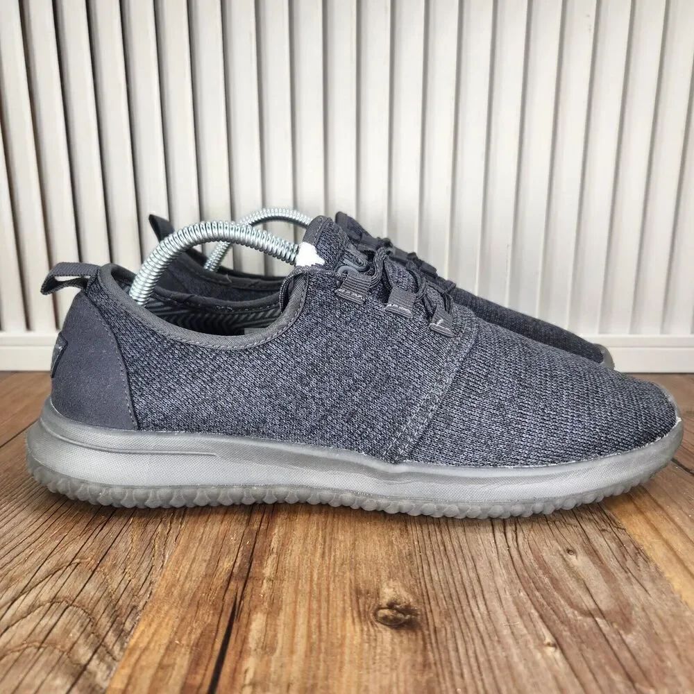 Mens 10 Hey Dude Relay Sox Dark Grey Casual Lace Up Low Comfort Sneakers Shoes